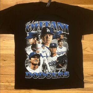 MLB LA Dodgers Shohei Ohtani Black Graphic Men's Shirt Size L